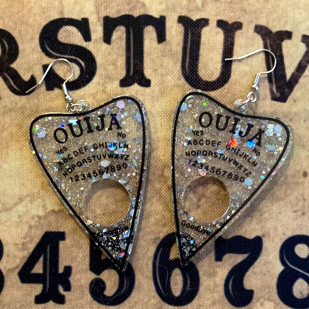 OUIJA SILVER SPARKLE LARGE EARRINGS